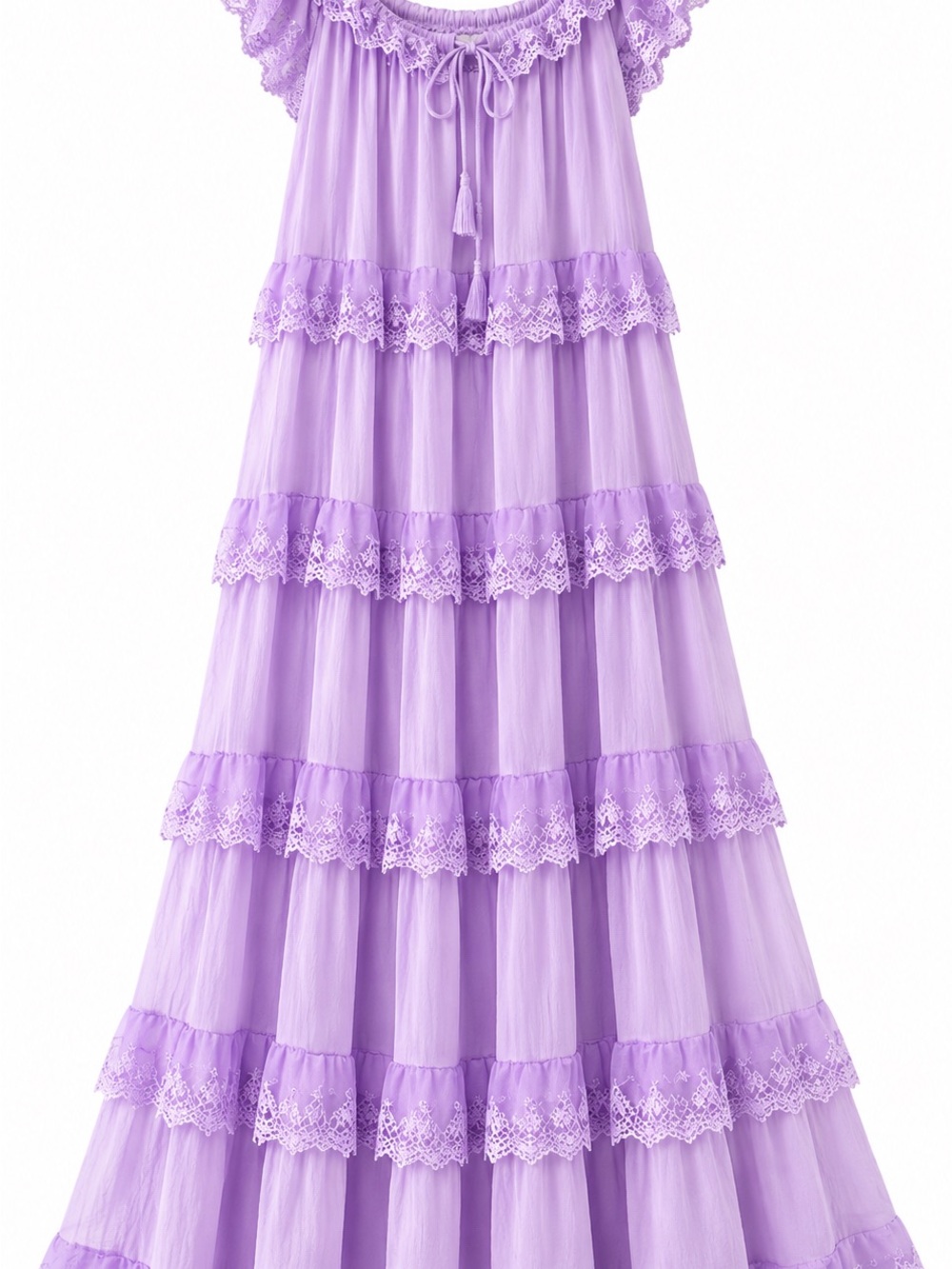 Lavender Tiered Lace Maxi Skirt - Women